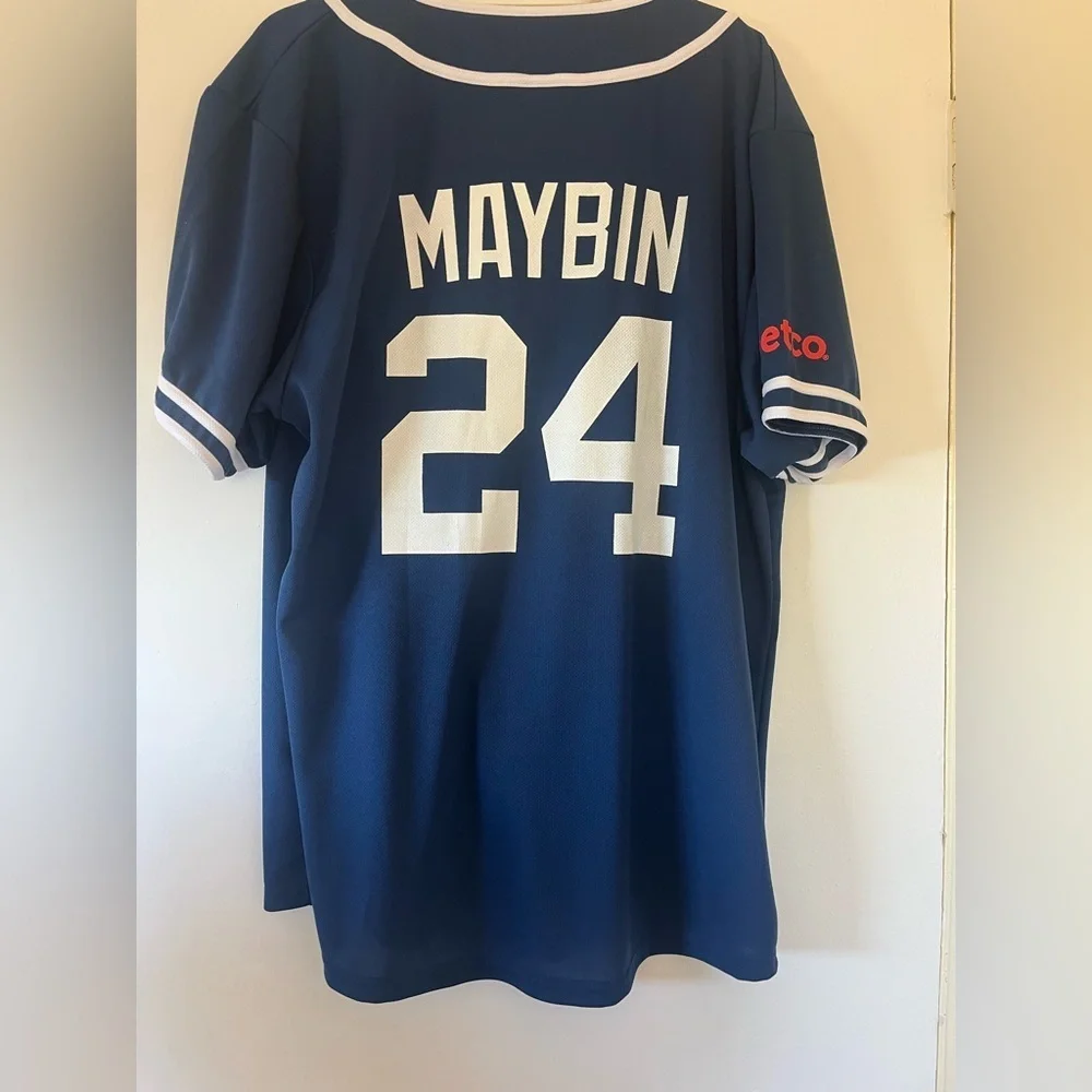 Blue Baseball Jersey with White Accents - Picture 2 of 5